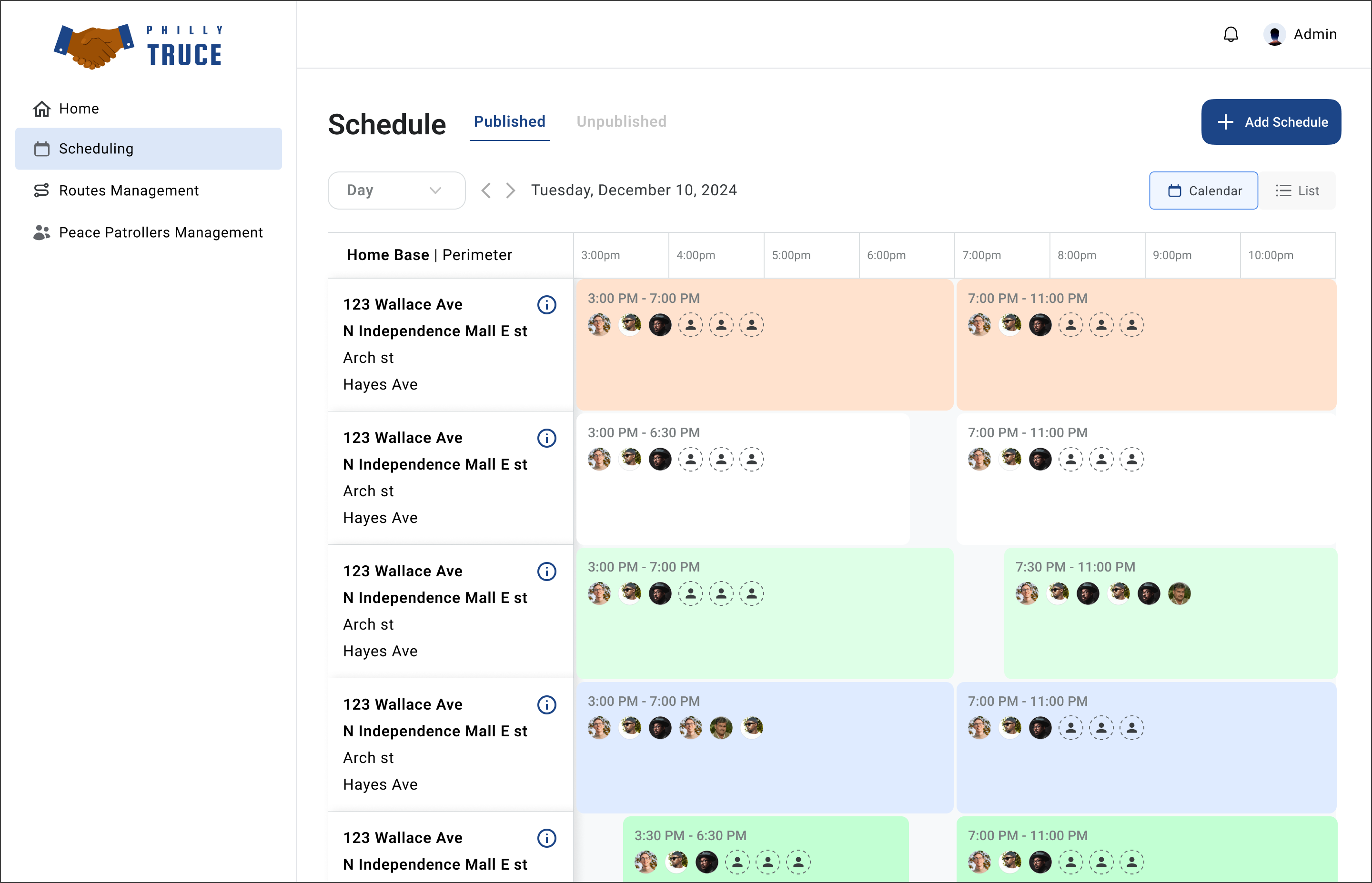 Final calendar view with overlap-visible color blocks